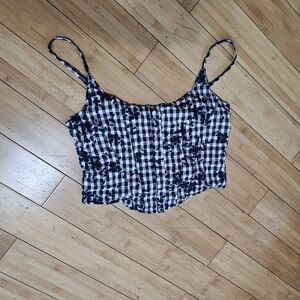 Olivaceous Black and White Gingham Camisole